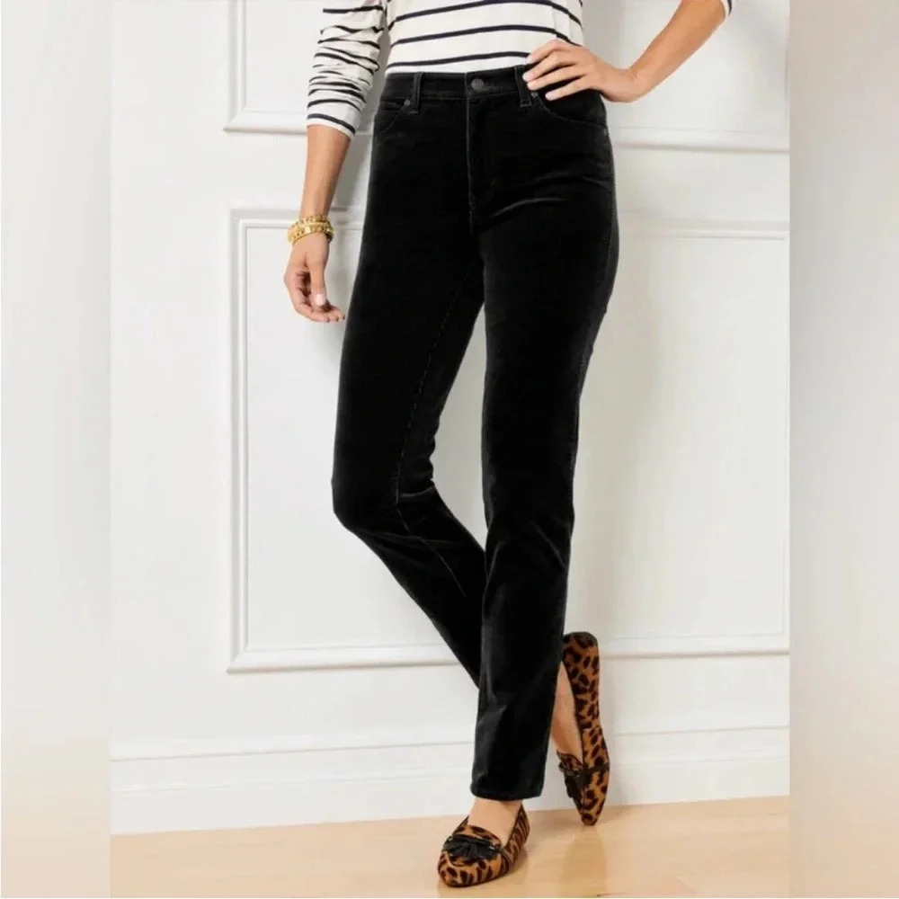 Talbots Women’s Heritage Corduroy’s size 10 Black Strai Leg High Waist Pants